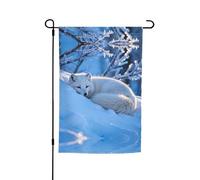 Arctic Fox Drapeau de jardin double face 30,5 x 45,7 cm - Décoration de cour extérieure résistante à la décoloration - Bannière décorative saisonnière pour terrasse, pelouse
