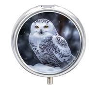 Arctic Owl Pilulier à 3 compartiments pour médicaments de voyage 3 fois par jour Organiseur de vitamines portable avec miroir Petit pilulier pour sac à main et poche Joli récipient à médicaments