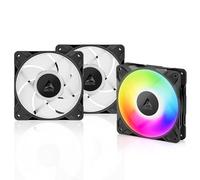 ARCTIC P12 Pro A-RGB (3 Piéces) - Puissant ventilateur premium, Fan PWM 120 mm avec Câble Répartiteur en Y, 600-3000 rpm, 0 rpm <5% PWM, 5V Digital RGB, Palier à dynamiqu fluides, 4 Broches - Noir