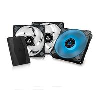 ARCTIC P14 PWM PST RGB (3 Pièces, INCL. Controller) - Ventilateur PC, Ventilateur de boîtier PWM de 140 mm optimisé pour la Pression Statique, Semi Passif : 200-1900 RPM, 12V LED RGB 4 Broches - Noir