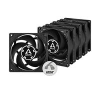 ARCTIC P8 PWM PST Lot de 5 ventilateurs de boîtier 80 mm, technologie de partage PWM (PST), optimisée pour la pression, très silencieux, ordinateur, vitesse du ventilateur: 200-3000 tr/min - Noir