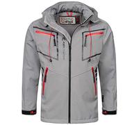 Arctic Seven Veste softshell fonctionnelle pour homme - Veste de pluie extérieure respirante avec doublure en polaire AS088, gris clair, 4XL