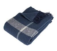 ARCTIC Toke Couverture en laine de qualité supérieure au design Scandi - 100 % vierge avec label Woolmark 130 x 200 cm Bleu