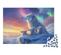Arctic Wolf Family Colourful Wolf Family 1000 Pcs Puzzle for Adults Beautiful Decoration Puzzle Fun Present 38x26cm/1000pcs