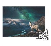 Arctic Wolf Mountain Colourful Lone Wolf 1000 Pcs Puzzle for Adults Beautiful Decoration Puzzle Fun Present 52x38cm/1000pcs