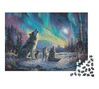 Arctic Wolf Pack 100% Recycled Cardboard Howling Wolf Pack 1000 Piece Jigsaw for Adults Unique Beautiful Decoration Puzzle 52x38cm/1000pcs