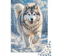 Arctic Wolf Running Challenging & Brainteasing Puzzle Wolf Head in Water Art for Adults & Kids Age 12 Years Up 70x50cm 1000pcs
