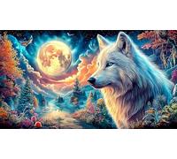 Arctic Wolf Under Aurore boréale Puzzle 1000 pièces - DéFi éduchatiF Difficile pour Adultes Activité à Domicile 38x52/1000pcs