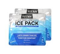 Arctic Zone Titan Lot de 2 packs de glace haute performance 600 g - Longue durée, résistant aux perforations, rempli de gel non toxique