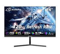 ArcticPro Écran 24" 120 Hz, FHD 1080p, écran d'ordinateur, IPS, 99 % sRGB, temps de réponse de 1 ms, sans cadre, ultra fin, montage VESA, design anti-lumière bleue, ports HDMI et