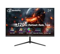ArcticPro Écran 24" 120 Hz, FHD 1080p, écran d'ordinateur, IPS, 99 % sRGB, temps de réponse de 1 ms, sans cadre 3 côtés, ultra fin, montage VESA, design anti-lumière bleue, ports HDMI et VGA, noir