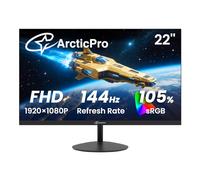 ArcticPro Écran d'ordinateur de 22 pouces, FHD 1080p, moniteur de bureau de jeu 100 Hz, sans cadre, 3 côtés et support VESA ultra fin, support HDMI et VGA, design lumière bleue