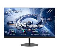 ArcticPro Écran d'ordinateur de 22 pouces, FHD 1080p, moniteur de bureau de jeu 100 Hz, sans cadre, 3 côtés et support VESA ultra fin, support HDMI et VGA, design lumière bleue