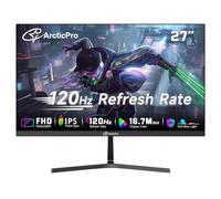 ArcticPro Moniteur 27", 120 Hz, FHD 1080p, écran d'ordinateur, IPS, 99 % sRGB, temps de réponse de 1 ms, sans cadre, ultra fin, support VESA, design anti-lumière bleue, ports HDMI et