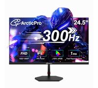 ArcticPro Moniteur de jeu 24,5" 300 Hz 240 Hz, FHD 1080p, 1 ms, moniteur PC de jeu, IPS rapide, synchronisation adaptative, écran d'ordinateur PC, ultra fin, DP x2, HDMI x2, support VESA, avec câble