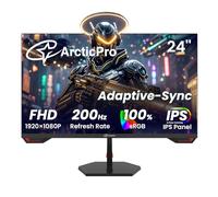 ArcticPro Moniteur de jeu 24 pouces 200 Hz 180 Hz, FHD 1080p, panneau IPS, temps de réponse de 1 ms, synchronisation adaptative, écran d'ordinateur PC, sans cadre à 3 côtés, ultra fin, 125 % sRGB