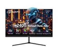 ArcticPro Moniteur de jeu 27" 240 Hz, FHD 1080p, panneau IPS, temps de réponse de 1 ms, synchronisation adaptative, écran d'ordinateur PC, 3 côtés sans cadre, ultra fin, 99 % sRGB, filtre de lumière