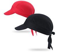 Arcweg Bandana Cyclisme Unisexe avec Pare-Soleil Anti UV UPF 50+ Casquette Cycliste Protection Solaire Chapeau Foulard Sport Vélo Séchage Rapide Respirant 54-62cm (Noir+Rouge)