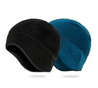 Arcweg Hiver Thermique Crâne Cap Cyclisme Course Bonnet Chapeaux sous Casques Polaire Cycle Chapeaux Couvre Oreilles pour Adultes Hommes et Femmes Sports Équitation Ski Escalade Noir+Bleu