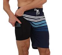 Arcweg Homme Short de Bain 2 en 1 à séchage Rapide Long Short de Bain avec Doublure de Compression Surf Short de Plage Extensible avec Poches à glissière L(EU)