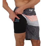 Arcweg Homme Short de Bain 2 en 1 à séchage Rapide Long Short de Bain avec Doublure de Compression Surf Short de Plage Extensible avec Poches à glissière M(EU)