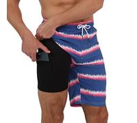 Arcweg Homme Short de Bain 2 en 1 à séchage Rapide Long Short de Bain avec Doublure de Compression Surf Short de Plage Extensible avec Poches à glissière L(EU)