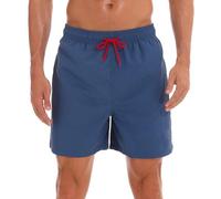 Arcweg Homme Short de Bain Bermuda Séchage Rapide Garçons Court de Plage Sport Natation Casual 12 Ans et Plus avec Cordon Réglable Élastique Tailles Bleu/Cordon Rouge-1 S(EU)