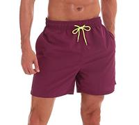 Arcweg Homme Short de Bain Bermuda Séchage Rapide Garçons Court de Plage Sport Natation Casual 12 Ans et Plus avec Cordon Réglable Élastique Tailles Rouge Foncé-1 XXL(EU)