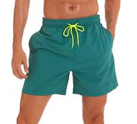Arcweg Homme Short de Bain Bermuda Séchage Rapide Garçons Court de Plage Sport Natation Casual 12 Ans et Plus avec Cordon Réglable Élastique Tailles Vert Foncé-1 XXL(EU)