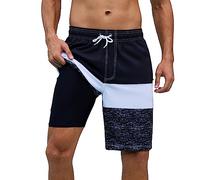 Arcweg Mens Swimming Shorts Longs Maillots de Bain avec Doublure de Compression Maillots de Bain 2 en 1 avec Poches à Fermeture éclair Quick Dry Noir Blanc Gris XL(EU)