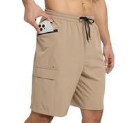 Arcweg Short de Bain Cargo Homme Short de Bain Homme avec Doublure Mesh Séchage Rapide Boardshorts avec 4 Poches Robuste pour Plage, Pêche & Aventures en Plein Air Kaki Clair S