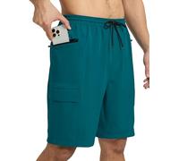 Arcweg Short de Bain Cargo Homme Short de Bain Homme avec Doublure Mesh Séchage Rapide Boardshorts avec 4 Poches Robuste pour Plage, Pêche & Aventures en Plein Air Bleu Paon S
