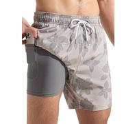 Arcweg Short de Bain Homme Maillot de Bain 2 en 1 à séchage Rapide avec Doublure de Compression Douce et Poche zippée Feuille de Menthe Kaki M(EU)