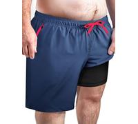 Arcweg Short de bain pour homme - Short de bain à séchage rapide avec doublure de compression et poches zippées (2X-6X)