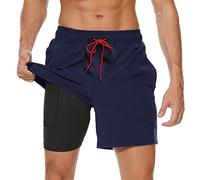 Arcweg Shorts de Bain Homme étanche Séchage Rapide 2 en 1 Maillot de Bain Homme avec Doublure de Compression Bleu Marin S (EU)