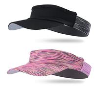 Arcweg Visière Femme Homme Soleil Bandana Cyclisme Respirant Douce Élastique Casquette Visière Sport Tennis Golf Marathon en Plein Air (Noir+Rose, Toue de tête:52-56cm)