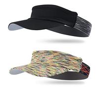 Arcweg Visière Femme Homme Soleil Bandana Cyclisme Respirant Douce Élastique Casquette Visière Sport Tennis Golf Marathon en Plein Air (Noir+Jaune, Toue de tête:52-56cm)