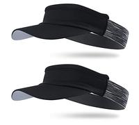 Arcweg Visière Femme Homme Soleil Bandana Cyclisme Respirant Douce Élastique Casquette Visière Sport Tennis Golf Marathon en Plein Air (Noir+Noir, Toue de tête:52-56cm)