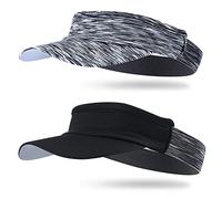 Arcweg Visière Femme Homme Soleil Bandana Cyclisme Respirant Douce Élastique Casquette Visière Sport Tennis Golf Marathon en Plein Air (Noir+Gris, Toue de tête:52-56cm)