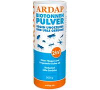 ARDAP Poudre pour poubelle 500 g - Poudre anti-asticots - Anti-mouches, asticots, vermines et mauvaises odeurs - Pour environ 600 L de déchets organiques
