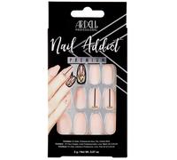 Ardell Nail Addict Premium Ensemble d'ongles artificiels 24 pices Blush Cristaux gomtriques Longue longueur en forme de ballerine Ongles pre
