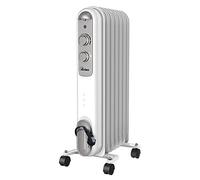 ARDES - AR4R07S Curvy Radiateur à Huile 7 Éléments Chauffants - 3 Puissances 1500W - avec Voyant Lumineux et Thermostat de Contrôle de la Température, Blanc/Gris.