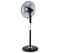 Ardes ar5s41pb style 41pb Ventilateur sur pied Base ronde 5 pales 40 cm 3 niveaux de vitesse oscillation automatique détails chromés, Total Black, Noir G