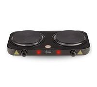 ARDES - Cuisinière électrique en acier peint de 1500W pour le camping et la cuisine avec 2 plaques en fonte de 15,5 cm de diamètre et 2 thermostats Modèle TIKAPPA AR1F20 Noir