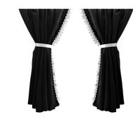 Ardillion Lot de 2 rideaux à pompons noirs avec décorations compatibles avec Volvo FH2 3 FH4 FM I II FL FMX