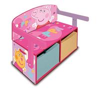 ARDITEX - Banc pupitre en Bois pour Enfants Convertible en Bureau avec Espace de Rangement inférieur Peppa Pig - 60x47x56cm - Couleur Rose et Bleu - Idéal pour Chambre d’Enfant