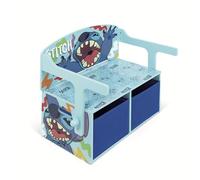 ARDITEX - Banc pupitre en Bois pour Enfants Convertible en Bureau avec Espace de Rangement inférieur Stitch de Disney - 60x47x56cm - Couleur Bleu et Turquoise - Idéal pour Chambre d’Enfant