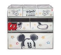 Arditex Organisateur en bois Disney Mickey 6 bacs textile 62x30x60 cm Multicolore