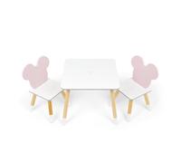 Arditex - Ensemble table et 2 chaises pour enfants Minnie Mouse (Licence officielle) Bois Rose/Blanc