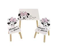 ARDITEX - Ensemble Table et 2 Chaises en Bois pour Enfants Licence Officielle Minnie Mouse - Table 50x50x44 cm/Chaise 26,5x26,5x50 cm - Rose Pastel - Idéal pour Jouer et Dessiner